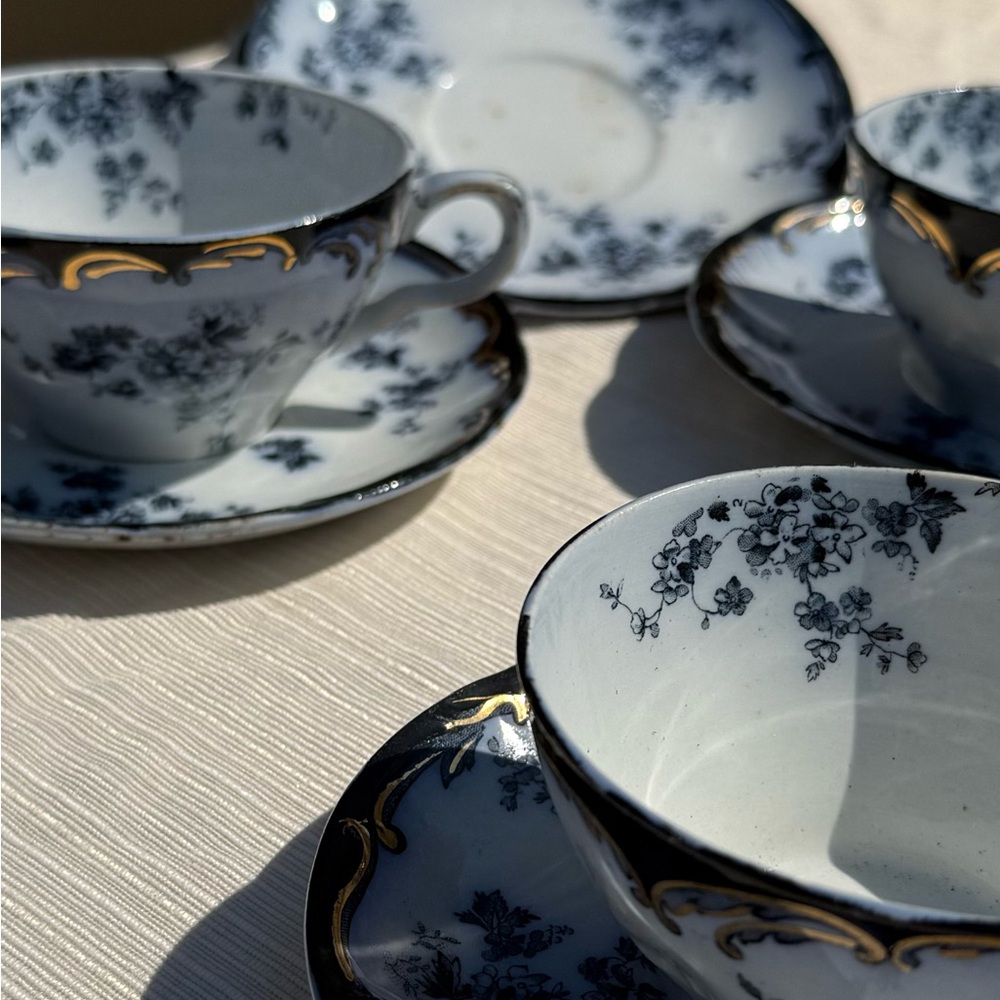 Ridgways Chiswick Porcelain Antique Tea Set of 4 circa 1912